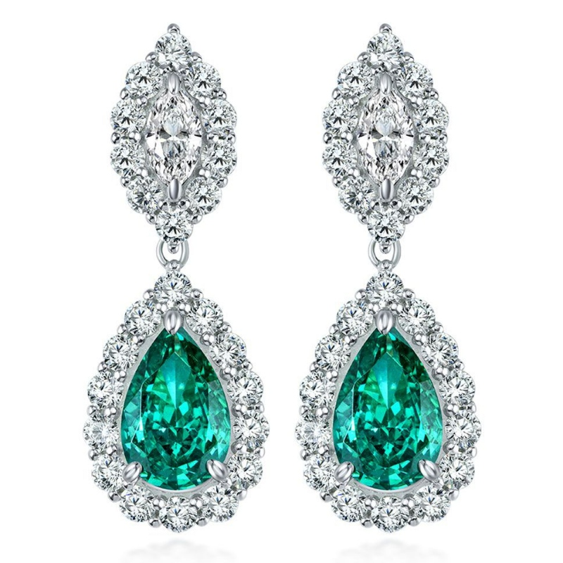 合成Paraiba Ice Cut High Carbon Diamond Studイヤリング